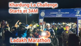 LADAKH MARATHON KhardungLa Challenge Starts at 3 AM with Nearly 300 Runners [upl. by Gittle61]