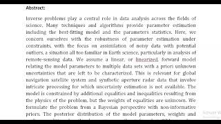 Outlier insensitive Bayesian inference for linear inverse problems OutIBI with applications to space [upl. by Posner]