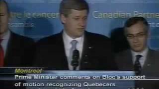 Stephen Harper recognizes Québécois Nation 27 November 2006 [upl. by Prichard]