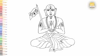 Sri Ramanuja charyalu drawing  How to draw Sri Ramanuja charyalu step by step  art tutorials [upl. by Odoric]