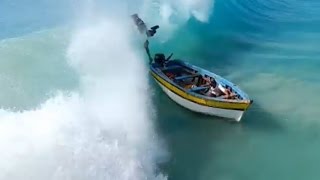 Cape Verde Harbor Fishing boat is capsized by a big wave [upl. by Fantasia]