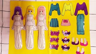 PAPER DIY HOW TO MAKE PAPER DOLL BOOK SANRIO KUROMI OUTFIT SPECIAL EDITION [upl. by Alby]