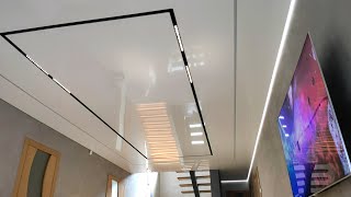 Track lighting system for stretch ceiling Flexible light profile saves time and money [upl. by Nanyt]