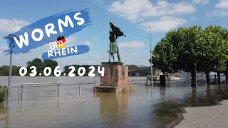 Worms am Rhein  Hochwasser  Rhein flood [upl. by Roper10]