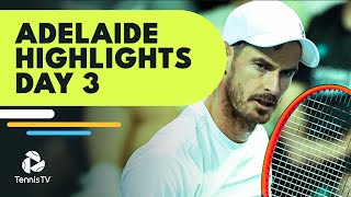 Djokovic amp Medvedev Headline Murray Sinner Rublev Play  Adelaide 2023 Day 3 Highlights [upl. by Hainahpez317]