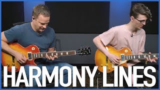 GUITARMONIES Creating Harmony Lines On Guitar  Lead Guitar Lesson [upl. by Ertnod874]