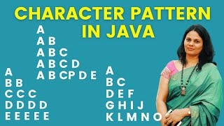 Character Pattern Program in JavaAlphabet Pattern in Java [upl. by Neilla]