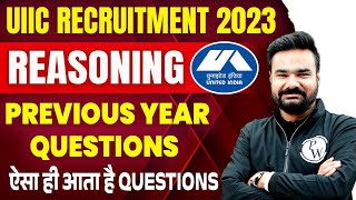 UIIC Recruitment 2023  UIIC Reasoning Previous Year Questions  Reasoning By Arpit Sir [upl. by Malin]