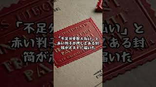 封筒に押してある「不足分受取人払い」の赤い判子 [upl. by Eicart]