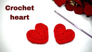 how to crochet a heart  crochet a small heart for beginners  crochet heart left handed [upl. by Petes183]