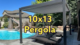 Mirador Full Aluminum Louvered Pergola Installation and Review  10x13 Mirador 111DA Charcoal [upl. by Yantruoc363]