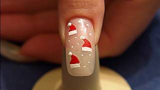 Christmas motif  Santas hat as fingernail decoration [upl. by Ylus842]