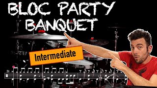 Bloc Party  Banquet  Drum cover with scrolling drum score [upl. by Finzer]