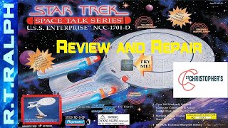 Star Trek Playmates USS Enterprise D Space Talk Series St Christophers Auction winReview and Repair [upl. by Yendirb]