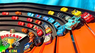 Disney Cars Mini Racers super six lane track tournament The Final part 3 [upl. by Netsreik]