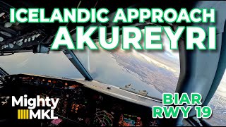 Approach and Landing on Beautiful Akureyri runway 19 AEY BIAR with Oceanic clearance to Iceland [upl. by Terese]