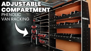 Ford Transit Custom Black Phenolic Adjustable Ply Van Racking with Toolbox Shelving  UK [upl. by Rochester]