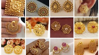 Latest gold stud earrings designs 2024  New gold earrings designs  Latest Gold Jewellery designs [upl. by Queston]