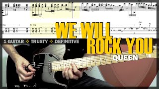 We Will Rock You  Guitar Cover Tab  Guitar Solo Lesson  Backing Track with Vocals 🎸 QUEEN [upl. by Lebezej]