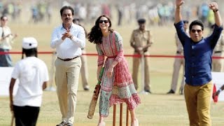 Prince William and Kate Middleton Play Cricket With Sachin Tendulkar [upl. by Assiren550]