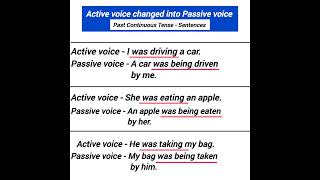 passive voice past continuous tense examples [upl. by Animrelliug]