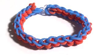 Simpel Loom armbandje maken op een vork zonder Loom bord In de kleuren blauw  oranje [upl. by Nilahs]