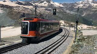 Trains along the Gornergrat Mountain Railway in Zermatt [upl. by Bergman907]