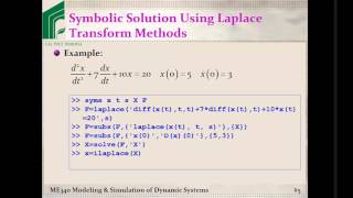 ME 340 Example Solving ODEs using MATLABs laplace command [upl. by Dewitt710]