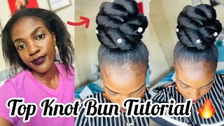 Easy Top Knot Bun Tutorial 🔥Beginner FriendlyWedding Hairstyle ❤️ [upl. by Atiuqehc]