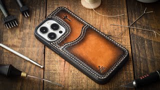 Skinning My Phone Case With Leather  Leather Craft [upl. by Naeroled]