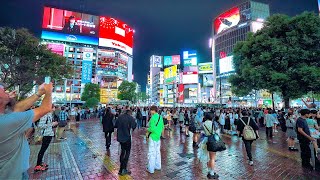 Japan Tokyo Shibuya Harajuku Rainy Night Walk • 4K HDR [upl. by Sucam]