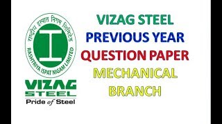 VIZAG STEEL PREVIOUS YEAR QUESTION PAPER  FOR MECHANICAL BRANCH [upl. by Clarisa747]