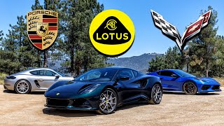 Lotus Emira vs Cayman GTS and Corvette Stingray – Everyday Exotics  Everyday Driver [upl. by Way]