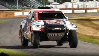 2022 Dakarwinning Toyota GR DKR Hilux T1 in action at Goodwood Festival of Speed [upl. by Pike]