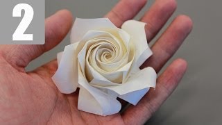 Part23  How to fold Naomiki Sato Origami Rose Pentagon Rose 佐藤直幹 摺紙玫瑰教學 [upl. by Akemaj]