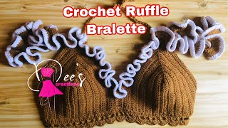 Crochet Ruffle bralette tutorial [upl. by Nyasuh543]