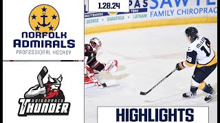 Norfolk Admirals  Adirondack Thunder  January 28 2024  HIGHLIGHTS [upl. by Aisekal]