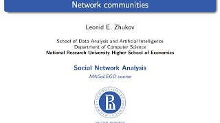 Introduction to SNA Lecture 5 Network communities [upl. by Bueschel]