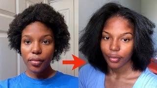 STRAIGHTENING MY 4C NATURAL HAIR for the 1ST time  Length Check [upl. by Dnomder]