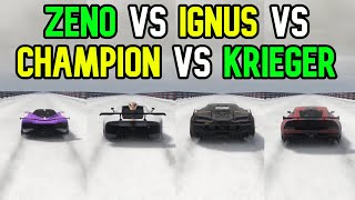 Gta 5 Zeno Vs Ignus Vs Krieger Vs Champion Speed Test Comparison [upl. by Ettebab]