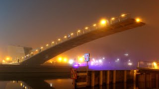 Gdańsk we mgle zwodzona kładka i statek widmo  Gdansk in fog a drawbridge and ghost ship [upl. by Demitria]