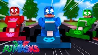 ðŸ‘‰ MENINO GATO CORUJITA E LAGARTIXO APOSTARAM UMA CORRIDA DE CARROS DOS SUPER HERÃ“IS PJ MASKS [upl. by Meghann]