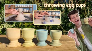 How To Throw Egg Cups  goblet shaped  pottery Easter project [upl. by Ynittirb]