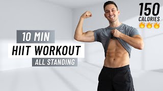 10 MIN CARDIO HIIT WORKOUT  ALL STANDING  Fat Burning No Equipment [upl. by Joell]