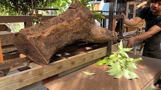 Efficient Woodworking Project From Firewood  Unique Dry Wood and Epoxy Table by Talented Carpenter [upl. by Josh]