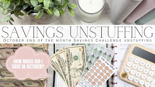 October End of the Month Savings Unstuffing  How Much Did I Save with Savings Challenges [upl. by Nnylcaj]