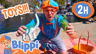 Blippi Plays with Dinosaur Toys at the Dinosaur Museum  2 HOURS OF BLIPPI Dinosaur Videos for Kids [upl. by Winn48]