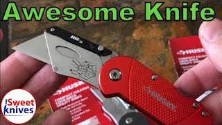 73 Husky Compact Folding Utilty Knife From Home Depot  Red [upl. by Latimore]