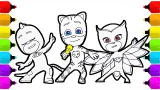 PJ Masks Drawing amp Coloring  Singing PJ Masks [upl. by Lagiba]