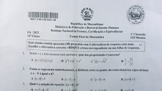 Resolução de Exames de Matemática 12 classe  1ª Época 2022 [upl. by Eul]